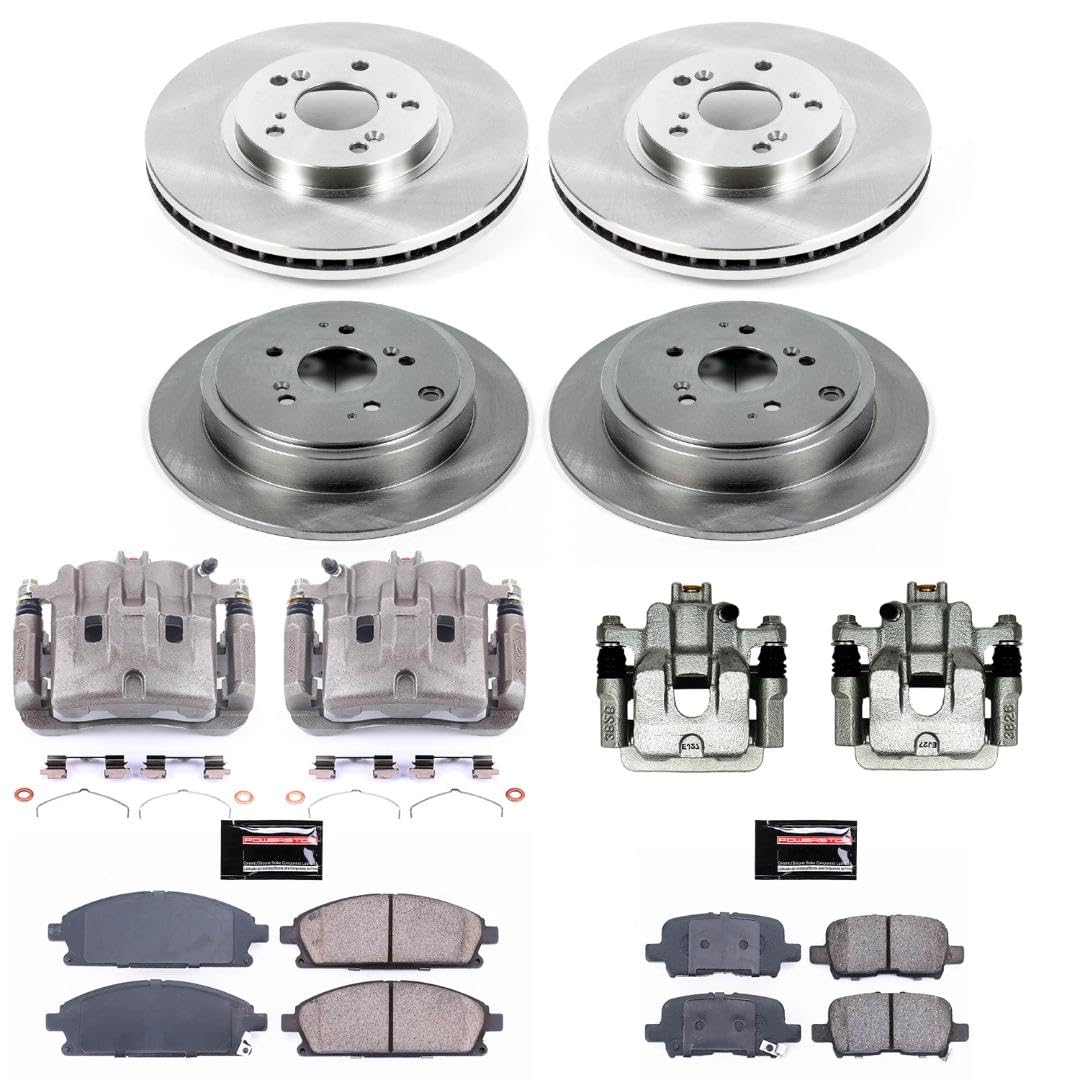 Power Stop KCOE2291 Replacement Autospeciality Front and Rear Caliper Kit- OE Rotors, Ceramic Brake Pads, Calipers For Acura MDX 2003-2006 [Model Specific]