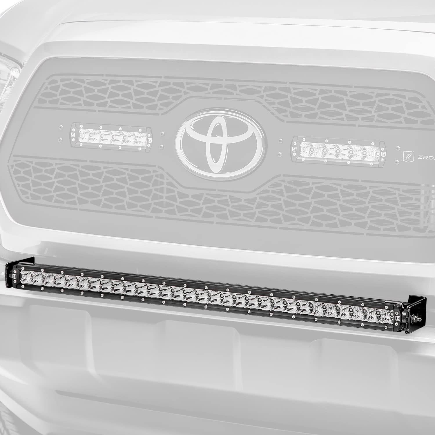 ZROADZ 2018-2022 Toyota Tacoma Center Front Bumper LED Kit, Including (1) 30 Inch LED Straight Single Row Slim Light Bar - Z329511-KIT-S