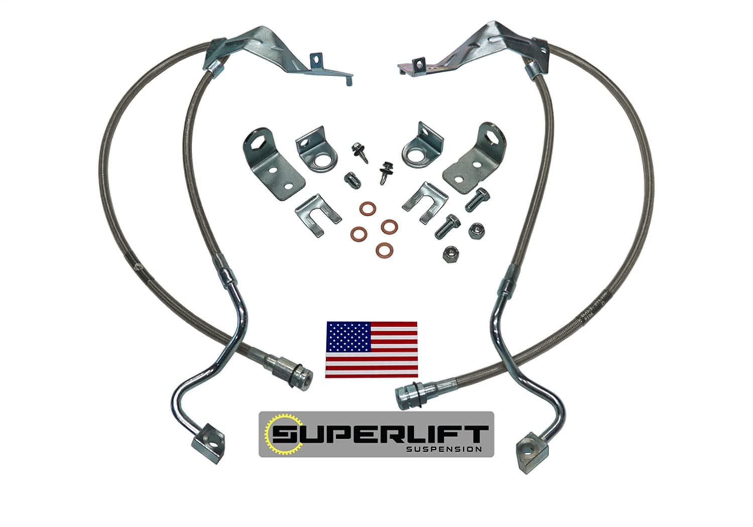 SUPERLIFT SUSPENSION RealTruck Brake Hose Kit for Ford F-250/F-350 | Front Bullet Proof Pair of Brake Hoses | 91520 | Fits 2005-2007 Ford F-250 / F-350 with 4-8" Lift Kit