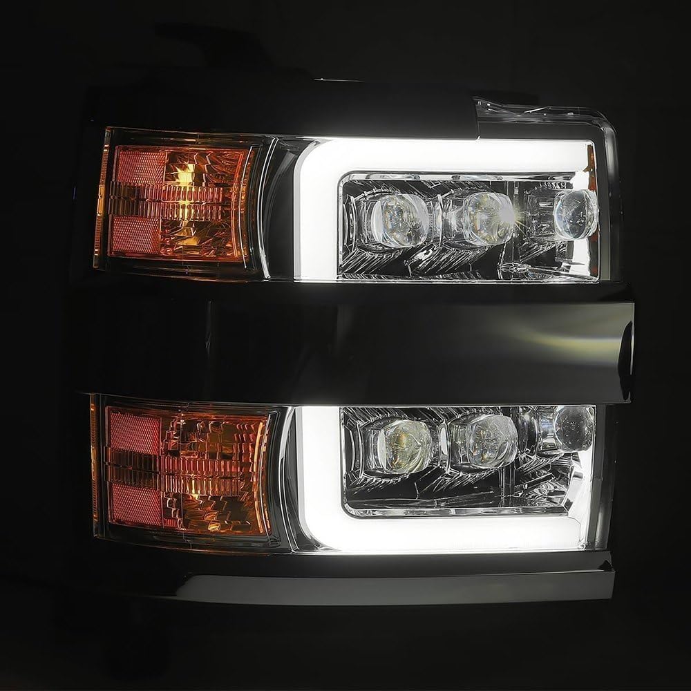 NOVA LED Proj Headlight AlphaRex 15-18 Chevy 2500HD Plank Style Jet Blk w/Activ Light/Seq Signal/DRL