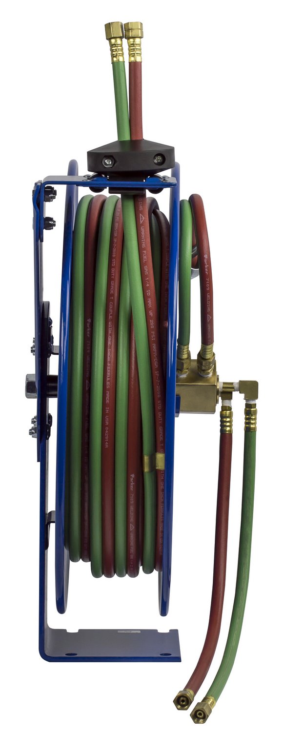Coxreels Welding Industrial Reel with Oxygen-Acetylene Dual Hose, Model# SHW-N-150, 1/4" Hose ID, Blue, 50' Length