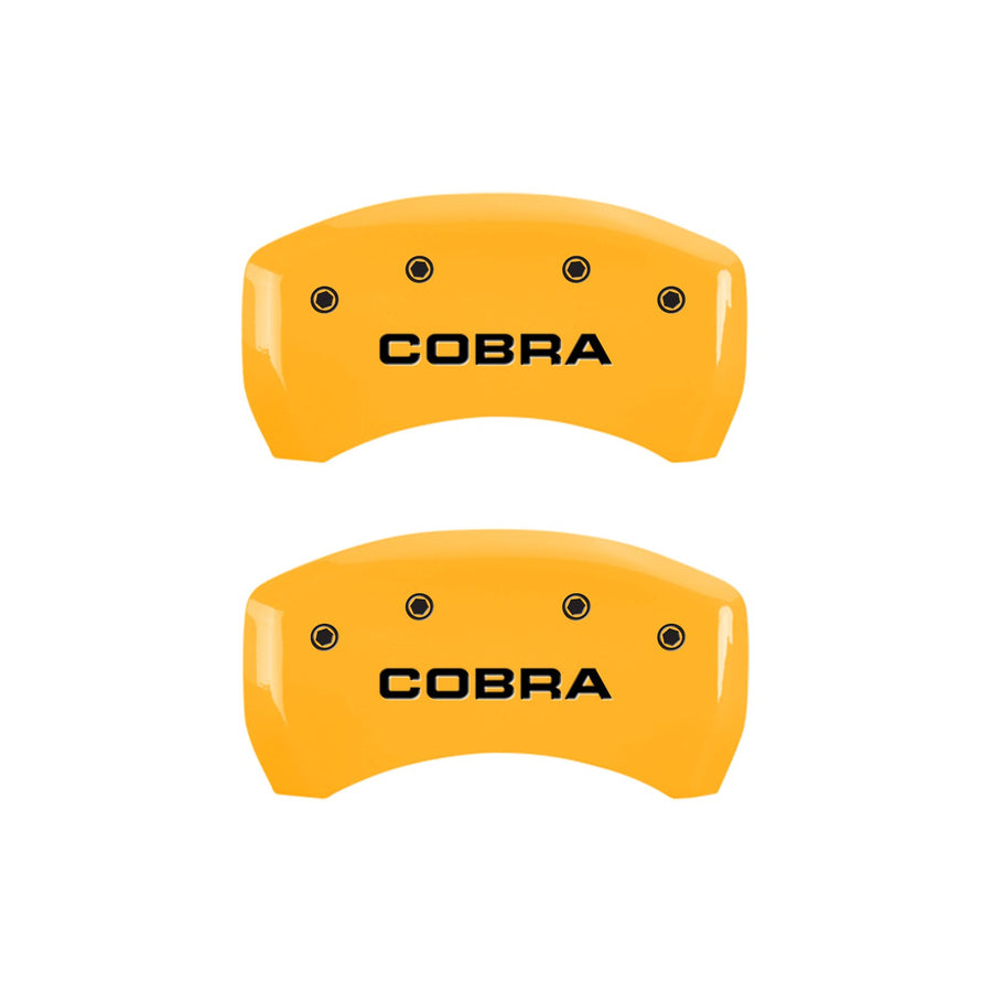 MGP Caliper Covers Yellow 10010RCOBYL Caliper Cover (Rear set 2, Engraved Rear: Cobra, Yellow powder coat finish, black characters)