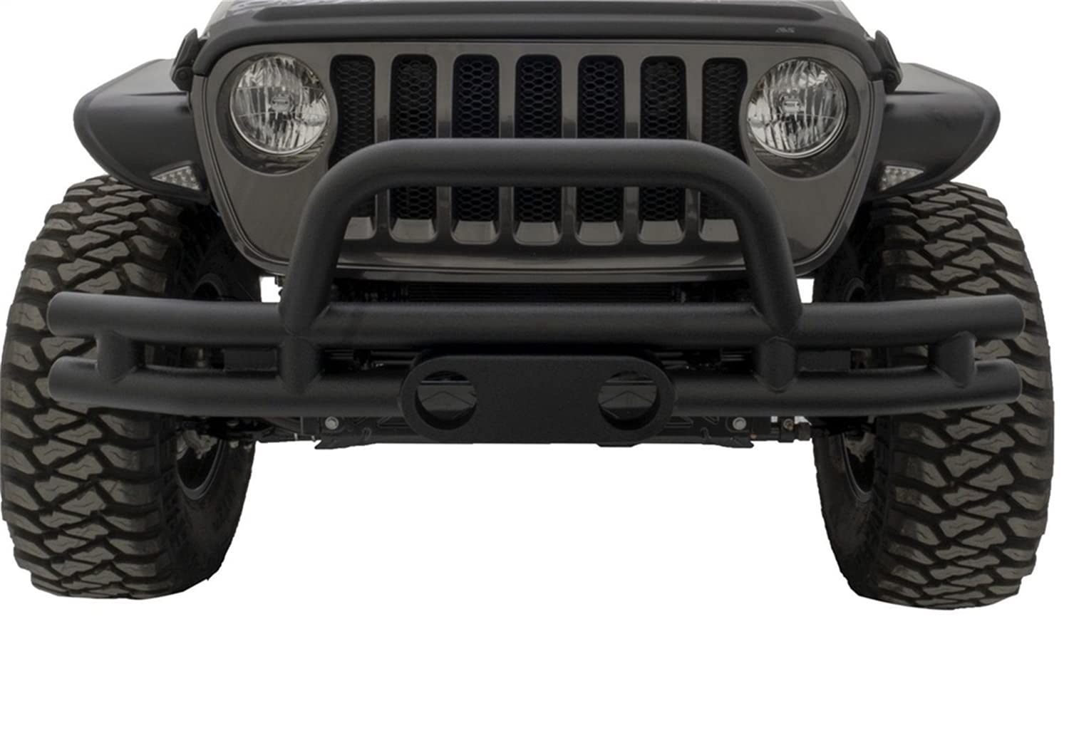 Double Tube Front Bumper RAMPAGE PRODUCTS for Jeep Wrangler JK/JL | Hoop, Steel, Black | 86620 | Fits 2018-2025 Wrangler JL/JLU / 2007-2018 Wrangler JK/JKU / 2020-2025 Jeep Gladiator JT