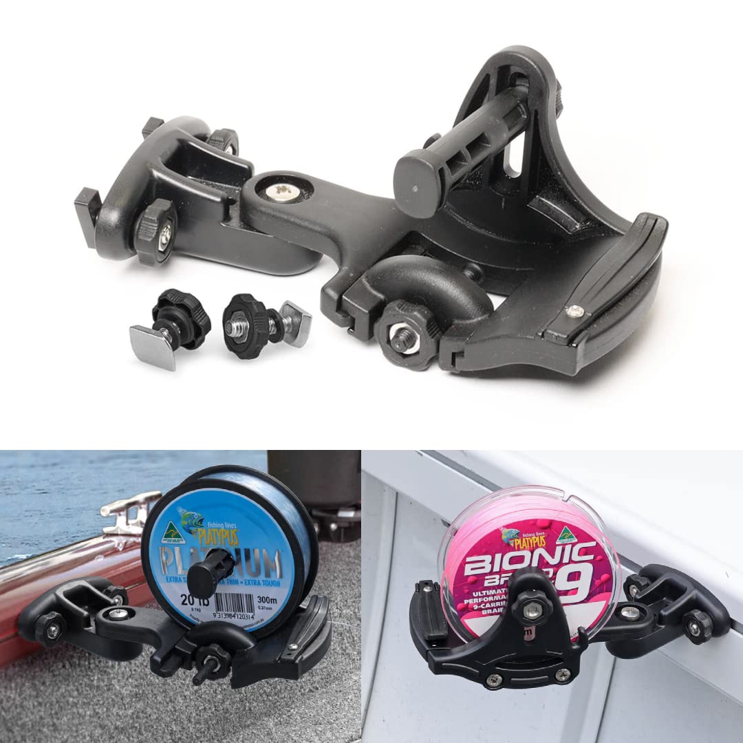 Fishing Line Spooling Station RAILBLAZA for Boats or Kayaks, Adjustable with Pivoting Base for StarPorts, Tracks, or Fixed Mounts