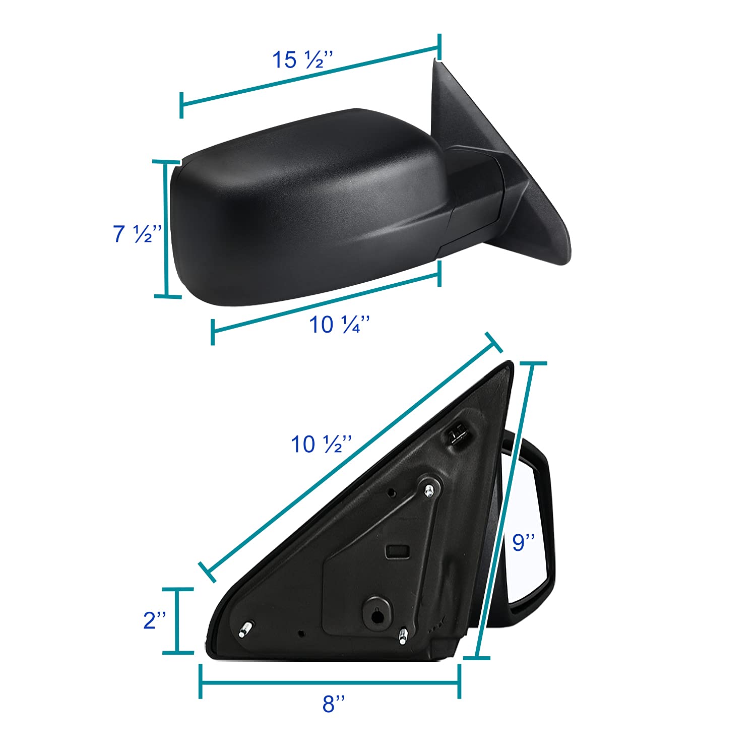 Passenger Side View Mirror Spec-D Tuning Manual Fold Compatible with 2009-2018 Dodge Ram 1500, 2019-2021 Classic