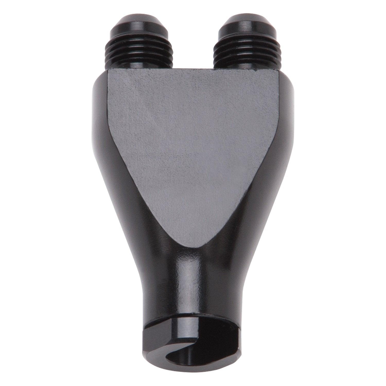 ADAPTER Y-BLOCK 3/8" SAE QUICK DISCONNECT 2X FEMALE TO -6 AN MALE FLARE BLK ANODIZED