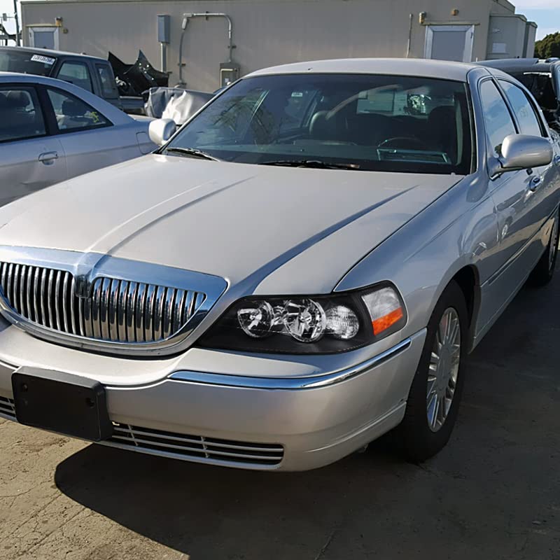 Black Headlights SPEC-D TUNING Compatible with 2005-2011 Lincoln Town Car, Left + Right Pair Headlamp Assembly