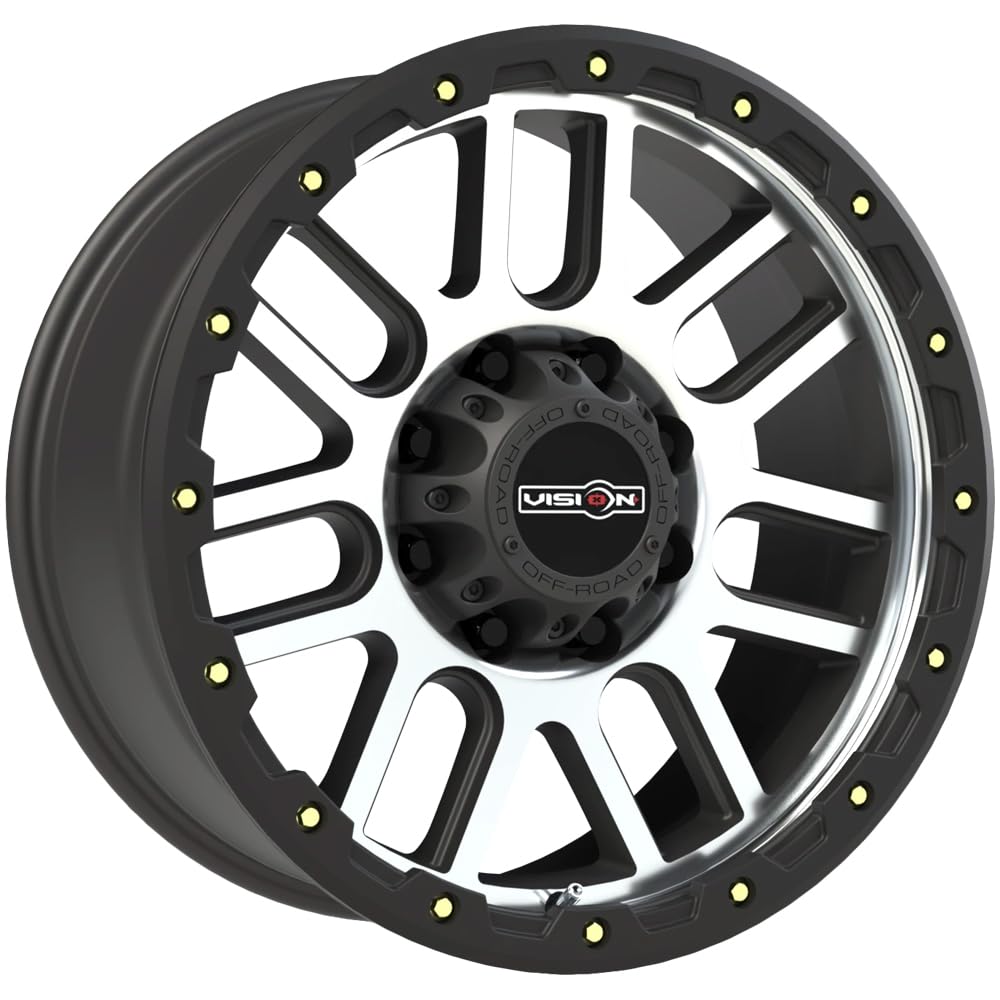 Black VISION OFF-ROAD NEMESIS Wheel with Matte MACHINED FACE (0 x 9. inches /8 x 180 mm, 10 mm Offset)