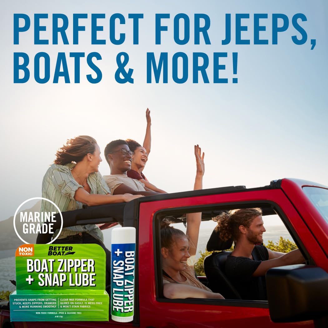 Zip Lube Zipper Wax - Marine Grade Lubricant Stick and Tool for Boat Canvas, Bimini Snaps, Metal Zippers, Jackets, Coolers, Vinyl Panels, Wetsuits, Drysuits - No Oil Mess