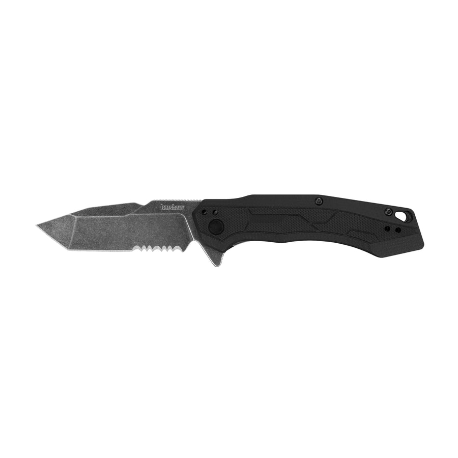 Kershaw Pocket Knife Analyst, Black Design, 3.25 Inch Stainless Steel Tanto Partially Serrated Blade, EDC with Assisted Opening, 4-Position Pocketclip, Everyday Carry Pocket Knife for Men and Women