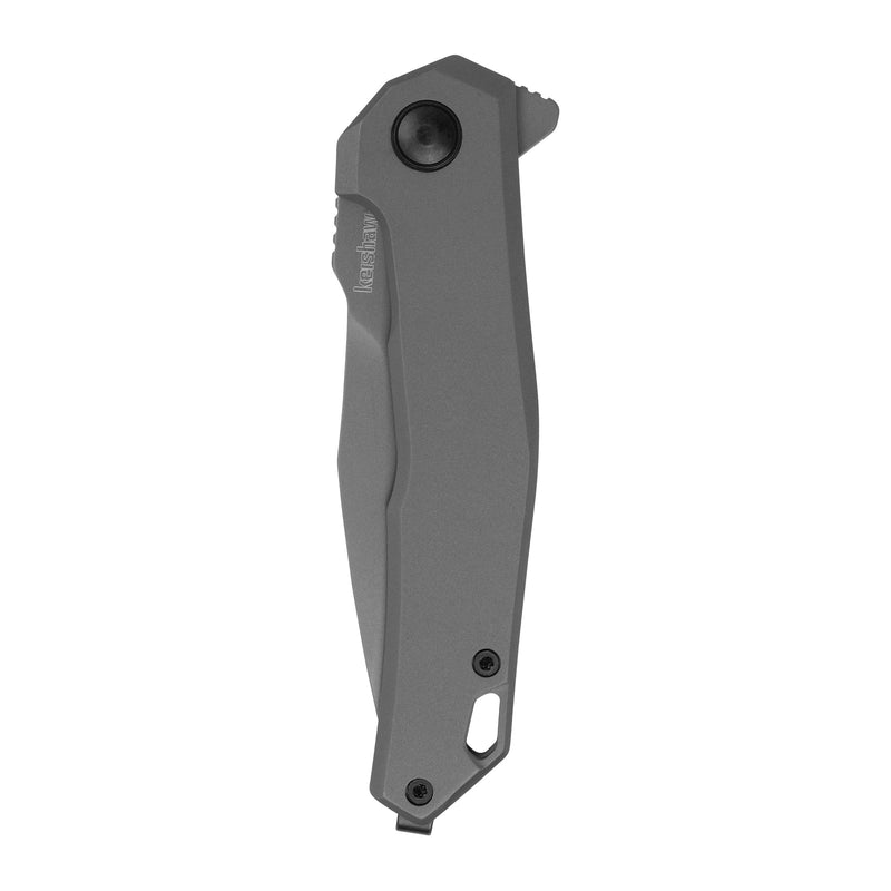 Kershaw Pocket Knife Helitack, Matte Gray Design, 3.26 Inch Stainless Steel Drop Point Blade, EDC with Assisted Opening, Contoured Steel Handle, Everyday Carry Pocket Knife for Men and Women