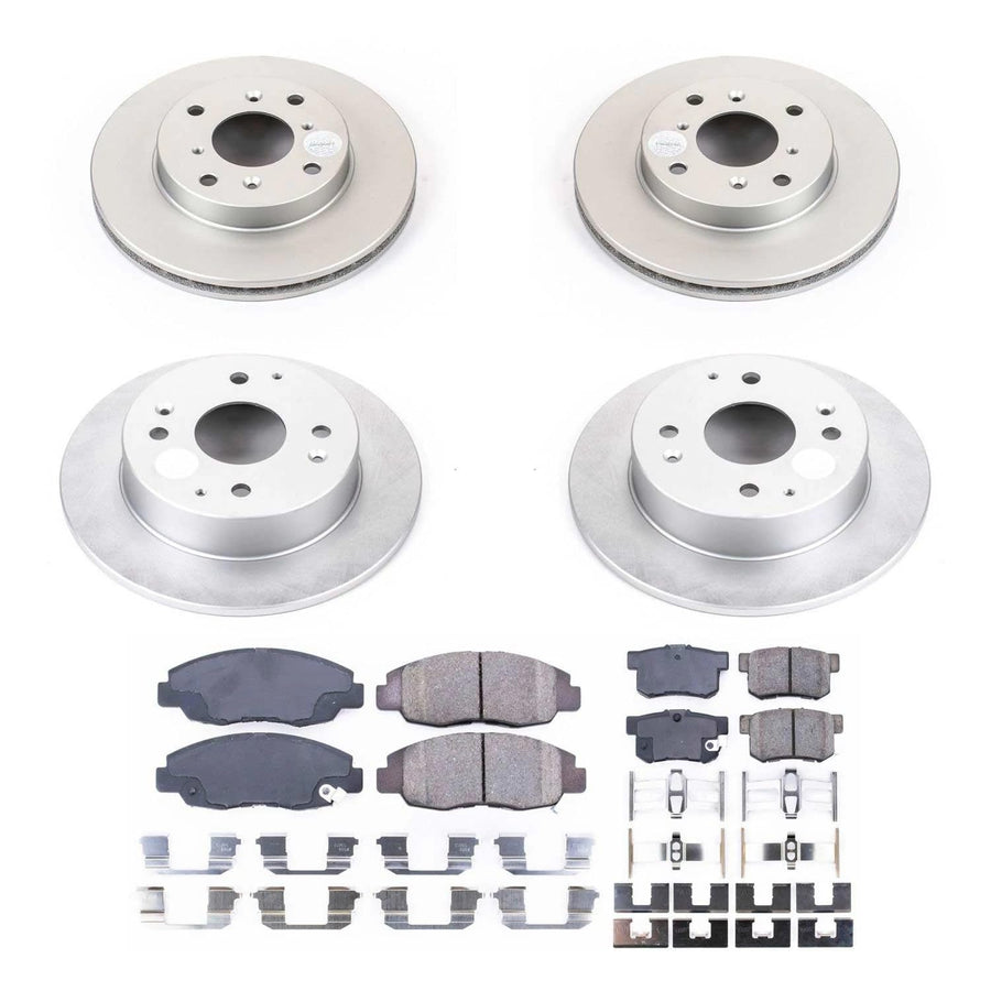 Power Stop CRK1240 Brake Rotor & Coated Ceramic Brake Pads- front & rear For Acura CL 1998-1999, Honda Accord 1998-2002 [Model Specific]