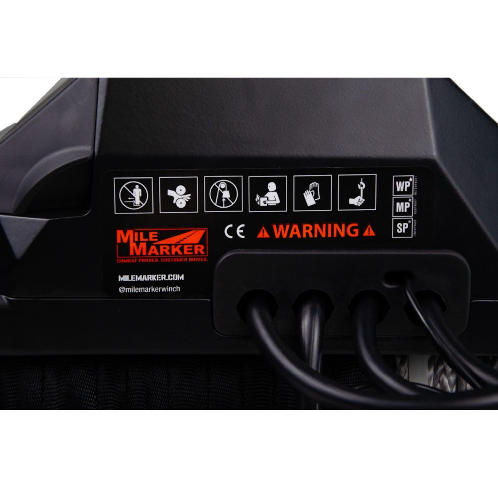 Mile Marker Mission Series 78-53141 Covert Black 12 Volt 8,000 Pound Electric Winch with 92' Synthetic Rope - Rugged Heavy Duty Solenoid - Fully Submersible