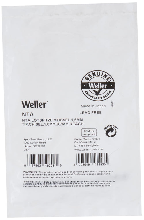 NTA Weller NT Series Chisel Solder Tip for WMP Iron, 0.063"