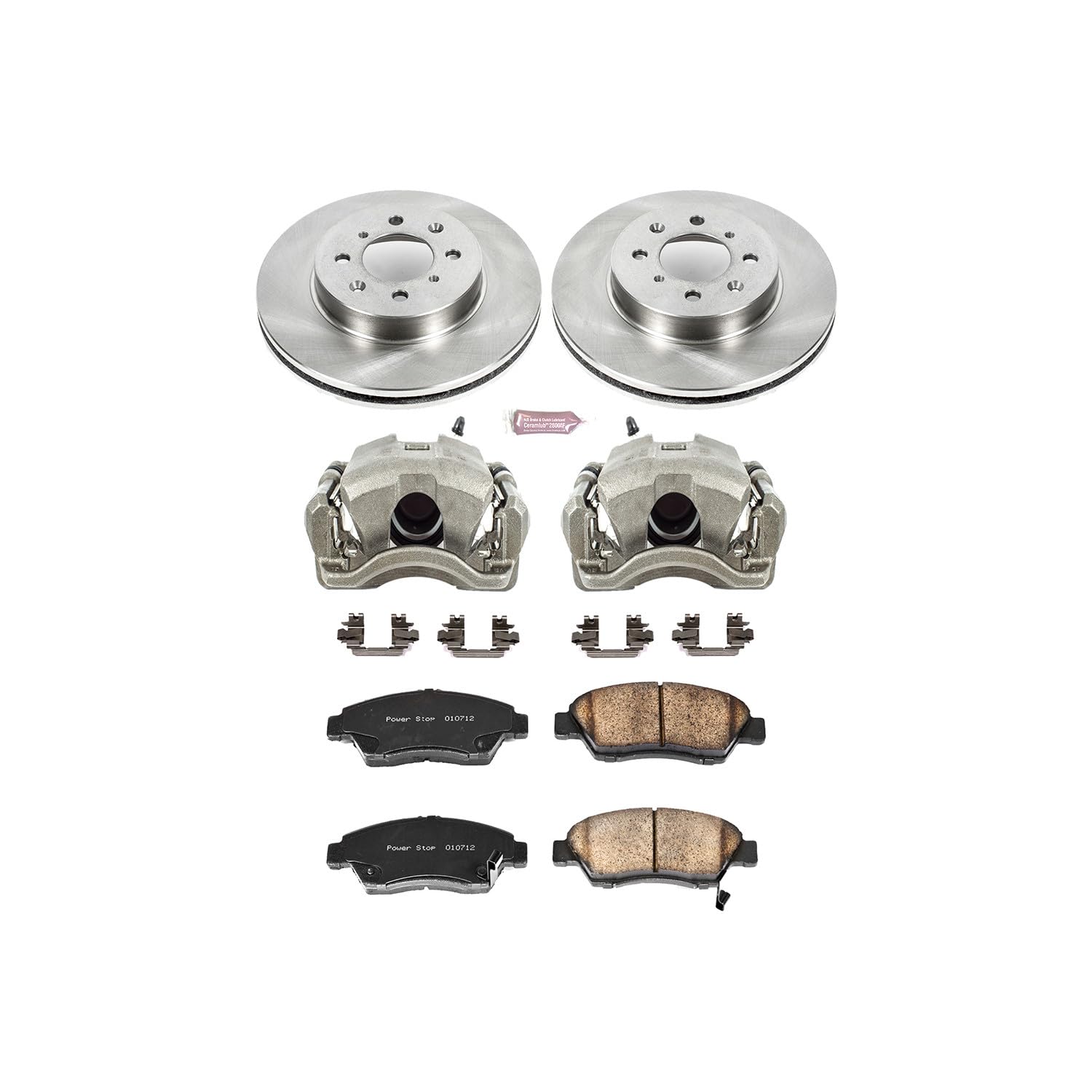 Power Stop KCOE694 1-Click Autospecialty Brake Kit with Calipers For Honda Fit 2007-2008 [Model Specific]