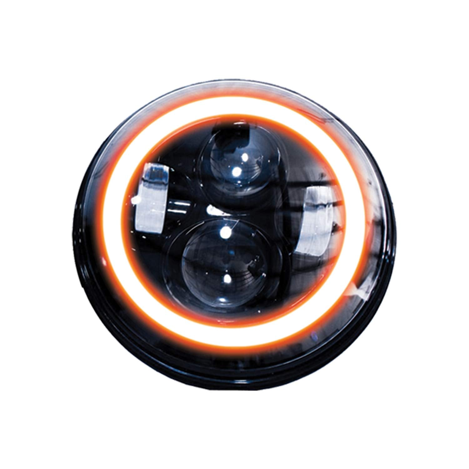 Race Sport RS-7LEDHLP-HALOW/A Lighting 7in LED Projector Kit 4x10W w/White/Amber Halo - Plug-&-Play H4 H/L (Black)