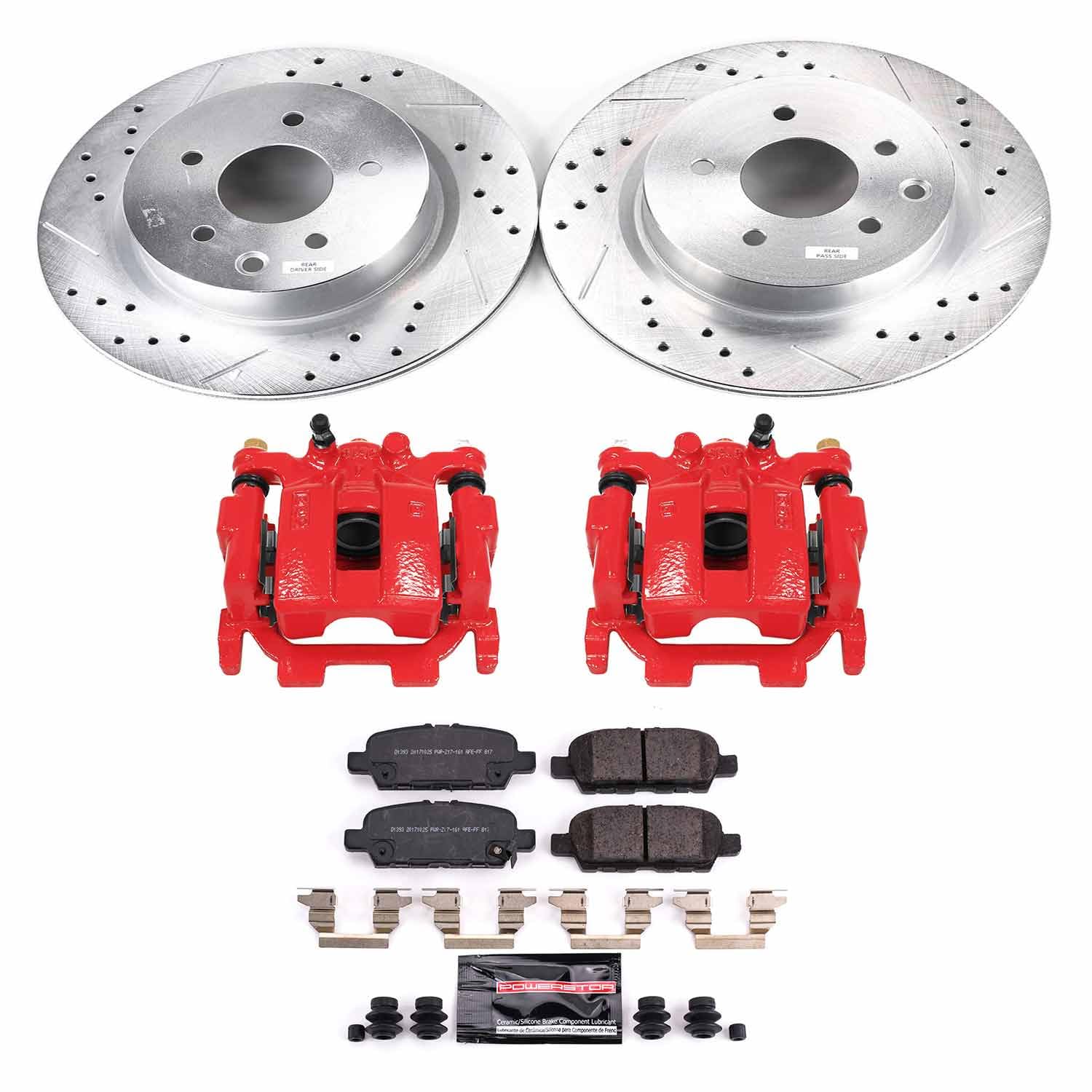 Power Stop Rear KC8062A Z23 Evolution Sport Brake Upgrade Kit with Powder Coated Calipers For Nissan Maxima 2016-2020 [Model Specific]