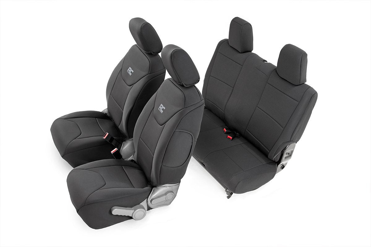 Rough Country Seat Covers Neoprene for Jeep Wrangler JK 2-Door (2007-2010) - Waterproof & UV Resistant, Foam Padded, Front & Rear Seat Cover Set