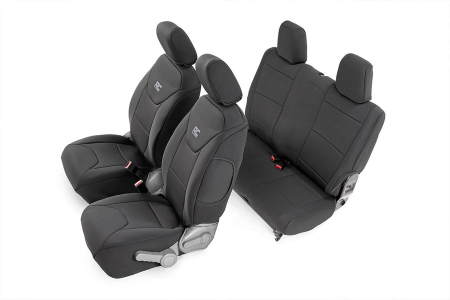 Rough Country Seat Covers Neoprene for Jeep Wrangler JK 2-Door (2007-2010) - Waterproof & UV Resistant, Foam Padded, Front & Rear Seat Cover Set