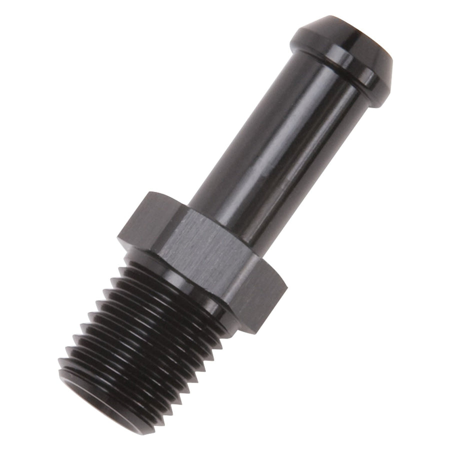Edelbrock Heater Hose Fitting 8191 Straight 1/4 in. NPT And 3/8 in. Barb Black