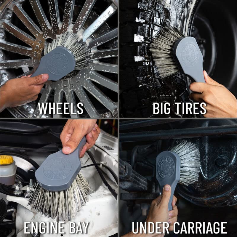 Chemical Guys Wheel Works ACCG09 Medium Duty Wheel & Body Brush, (Safe for Cars, Trucks, SUVs, RVs, Motorcycles, & More) Gray
