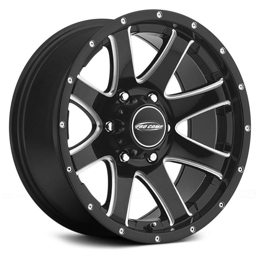 Pro Comp Xtreme Alloys 8186-293650 Series 8186 Gloss Black/milled Finish Size20x9 Bolt Pattern 6x135mm Back Space 5 In.