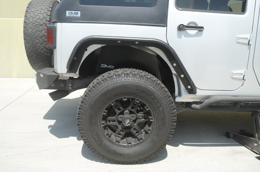 INFEND-01RB | DV8 Offroad | Inner Fender Liner for 07-18 Wrangler JK | Rear Wheel Wells | Aluminum Construction | Black Powder Coat