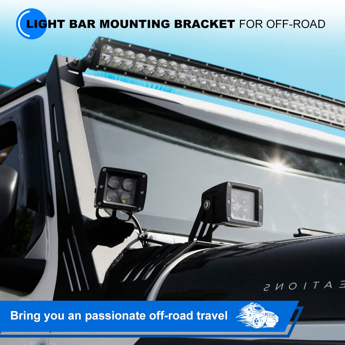 Light Bar Mounting Brackets NIXON OFFROAD Heavy Duty Steel Front Windshield Frame A-Pillar Fit for 2018-2026 Jeep Wrangler JL/JLU & 2019-2026 Jeep Gladiator JT W