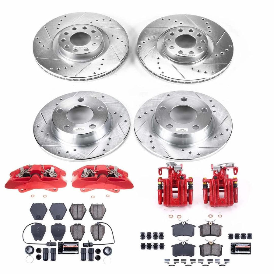 Power Stop Z23 KC950 Front and Rear Brake Caliper Kit-Brake Rotors, Carbon Ceramic Brake Pads, Calipers For Audi A6 Quattro 2002-2004 [Model Specific]