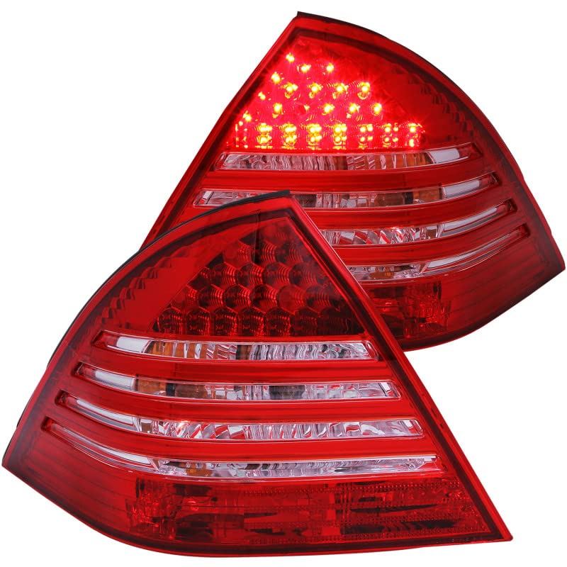 Chrome Euro Tail Light Set ANZO USA 221151-Red/Smoke Lens