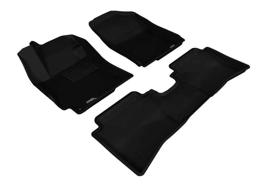 Complete Set 3D MAXpider Custom Fit All-Weather Floor Mat for Select Hyundai Accent Models - Kagu Rubber (Black)