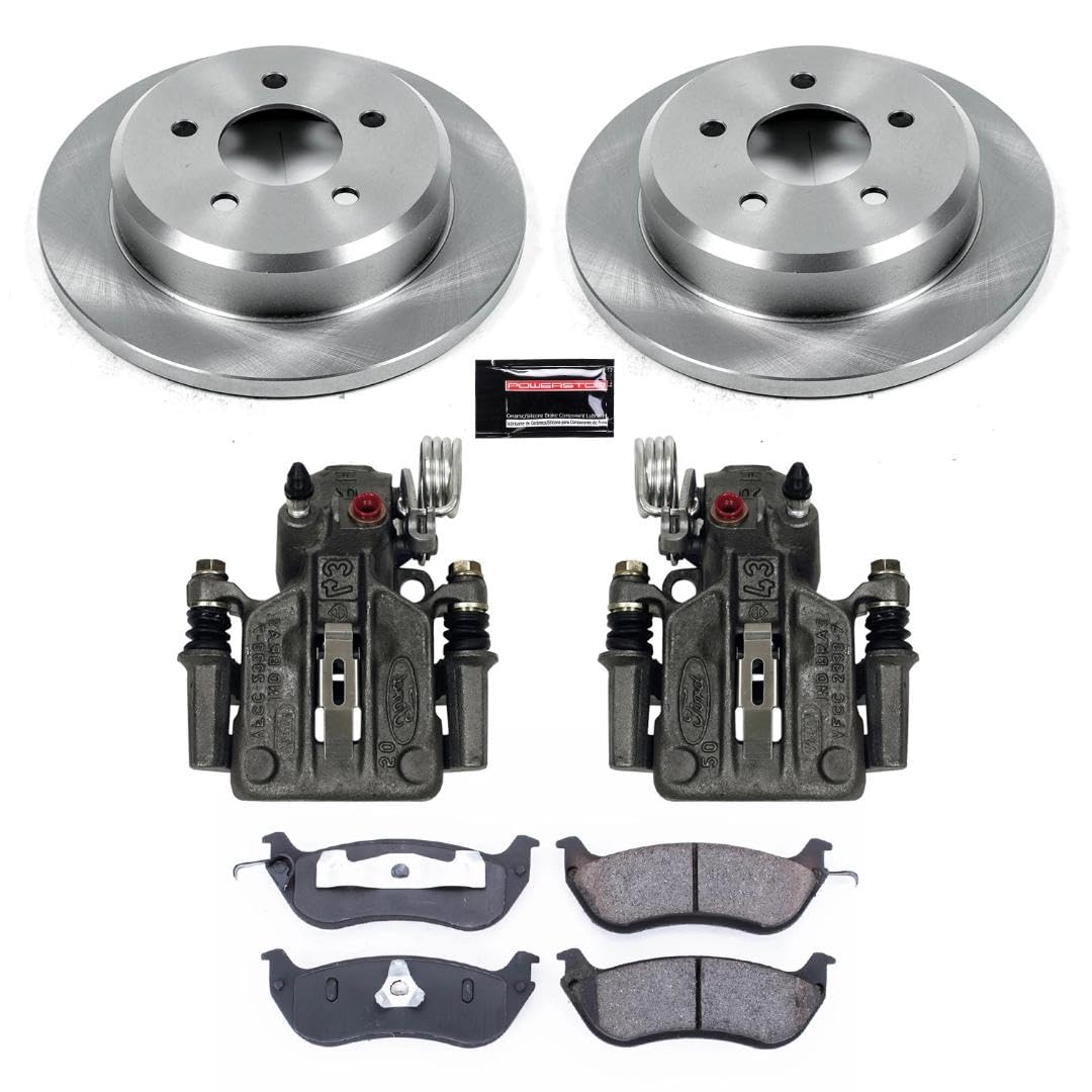 Power Stop KCOE1331 Rear Caliper Brake Kit- Brake Rotors, Ceramic Brake Pads and Brake Calipers For Ford Crown Victoria, Lincoln Town Car, Mercury Grand Marquis [Model Specific]