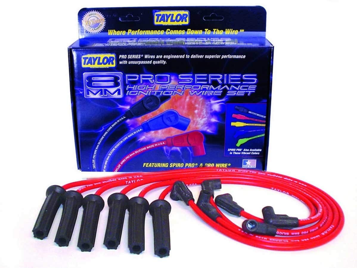 72200 Taylor Spiro-Pro Red Spark Plug Wire Set for 6-Cylinder Engine