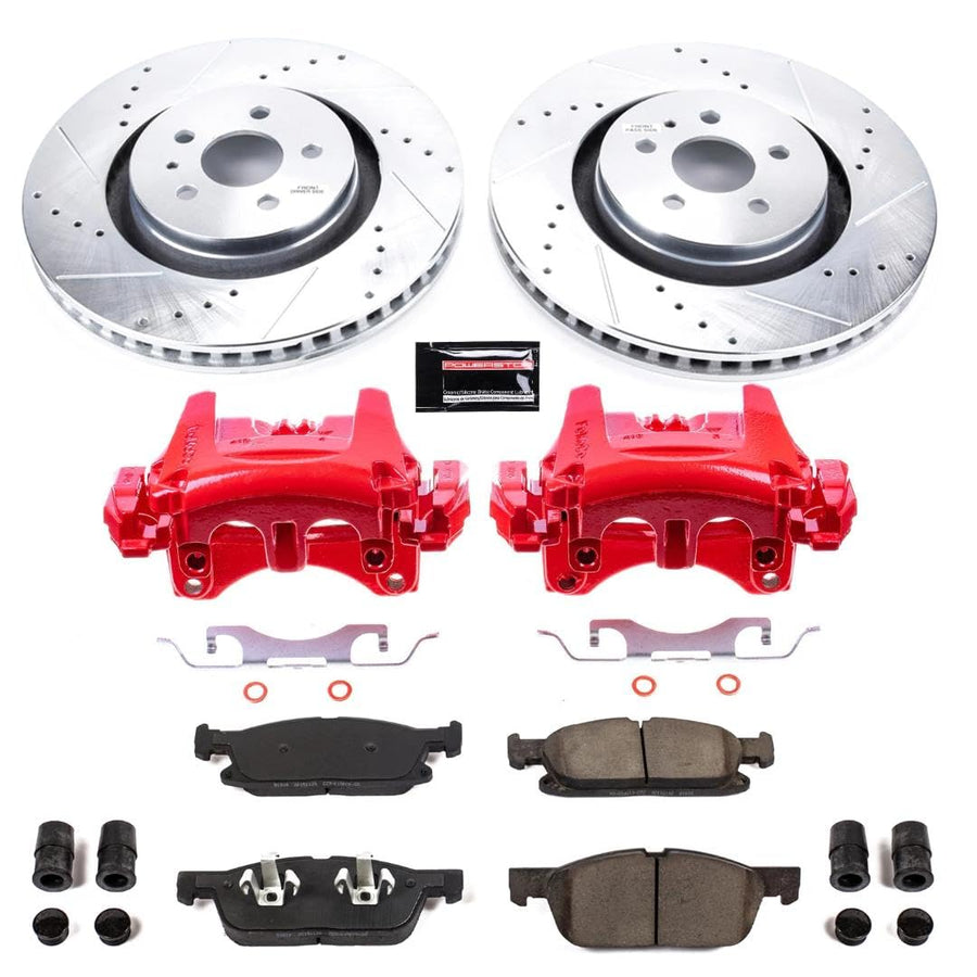 Power Stop Z23 Evolution KC7143 Front Brake Caliper Kit-Brake Rotors, Carbon-Fiber Ceramic Brake Pads, Calipers For Ford Edge, Lincoln MKX, Lincoln Nautilus [Model Specific]