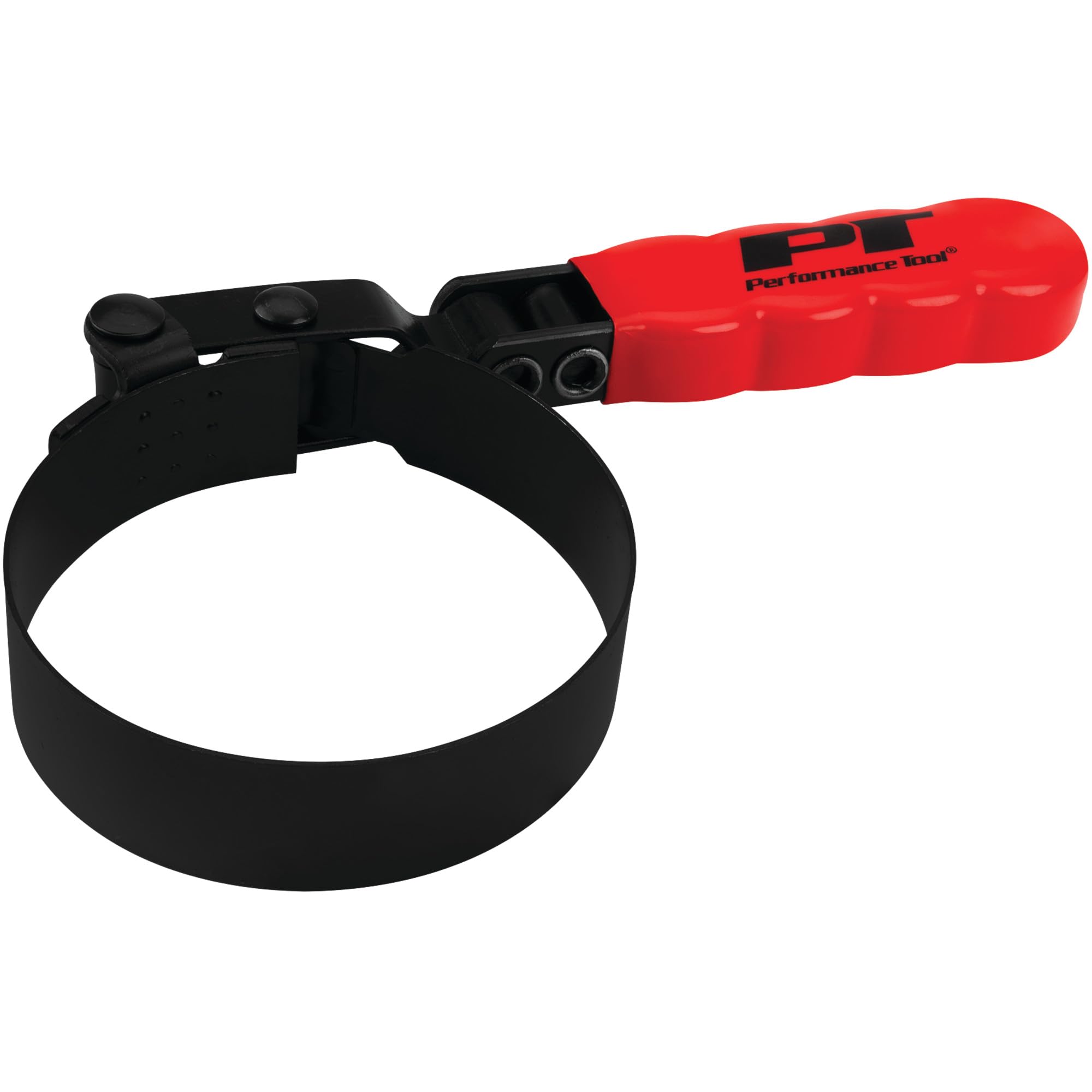 W54123 Performance Tool Oil Filter Wrench, Swivel Handle, Studded Steel Band, 2-7/8 in. to 3-1/4 in. (73mm to 82.5mm) Diameter, Black/Red