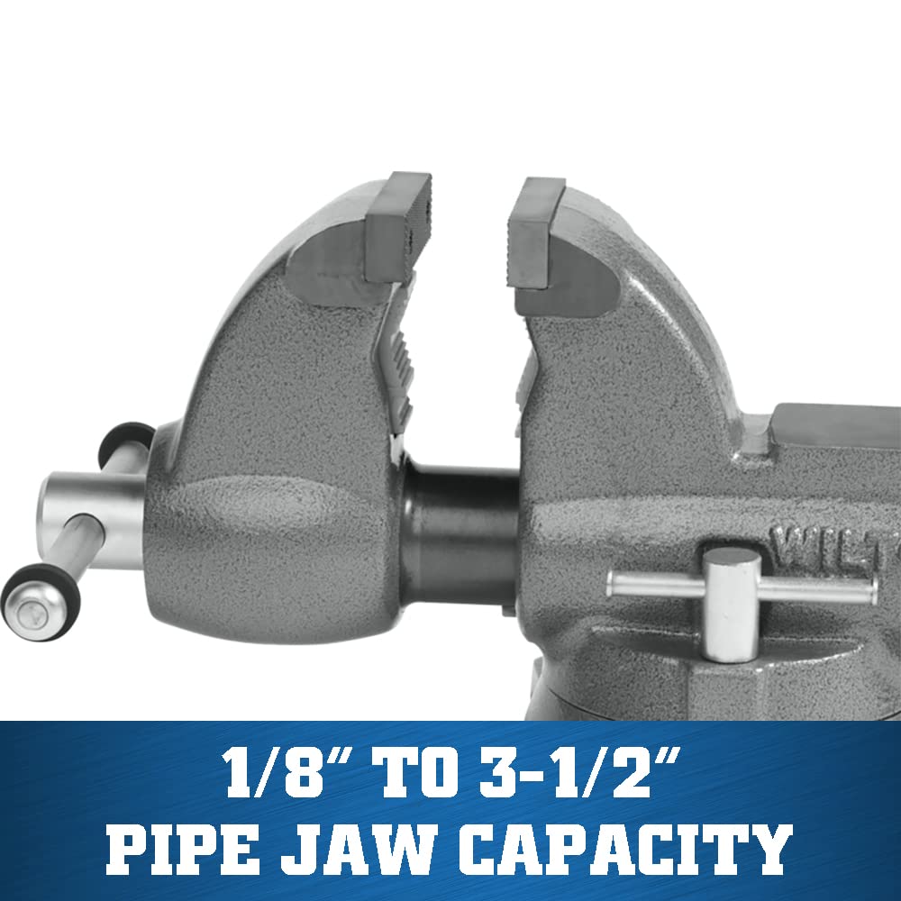 Wilton 4-1/2" Jaw Width Pipe & Bench Vise, 6" Max Jaw Opening, 4-3/4" Throat (Model C-1)