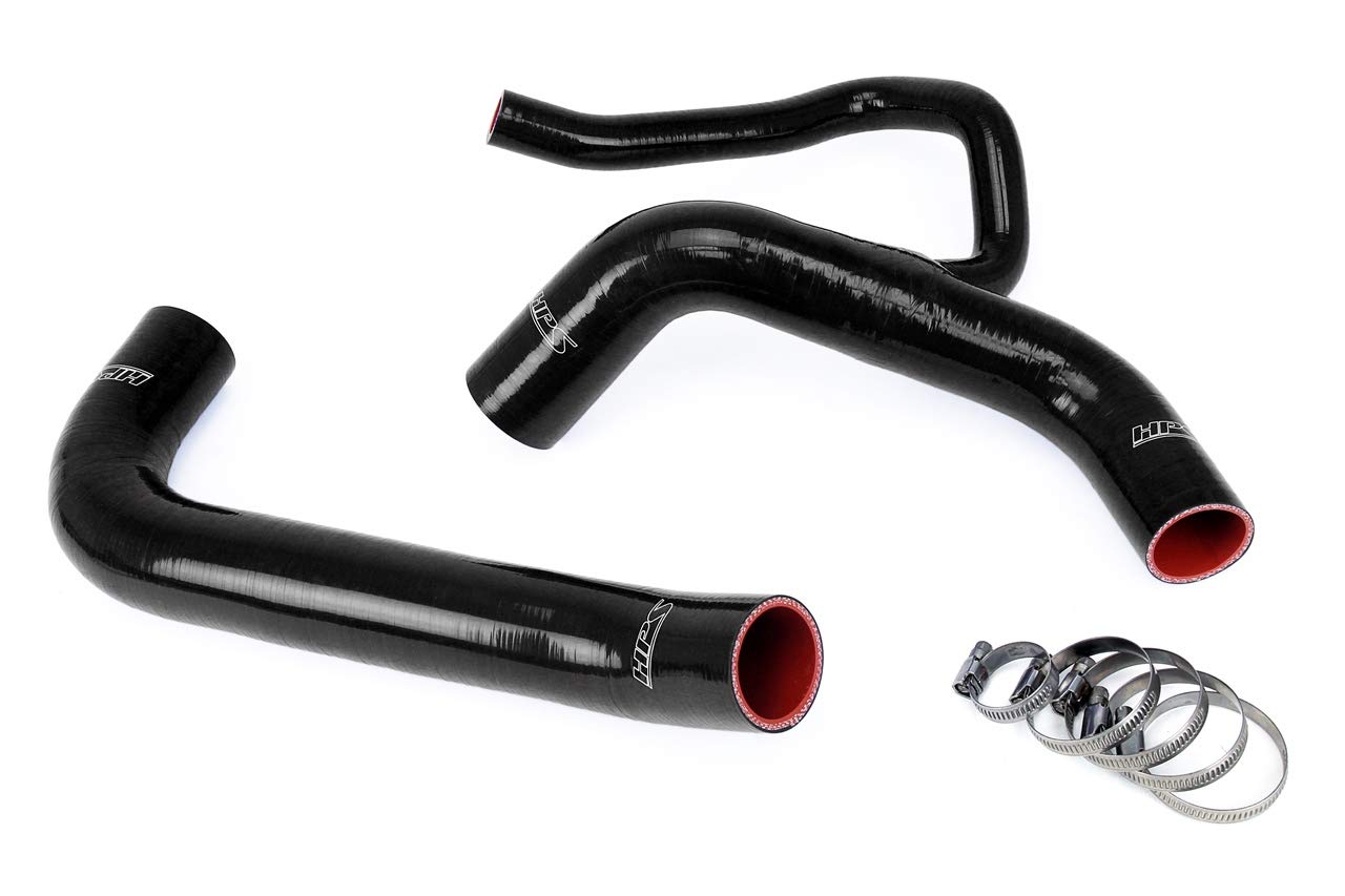 HPS High Temp Black Reinforced Silicone Radiator Coolant Hose Kit Compatible for 2015-2023 Dodge Challenger Charger SRT 6.2L V8 Supercharged, 57-1848-BLK