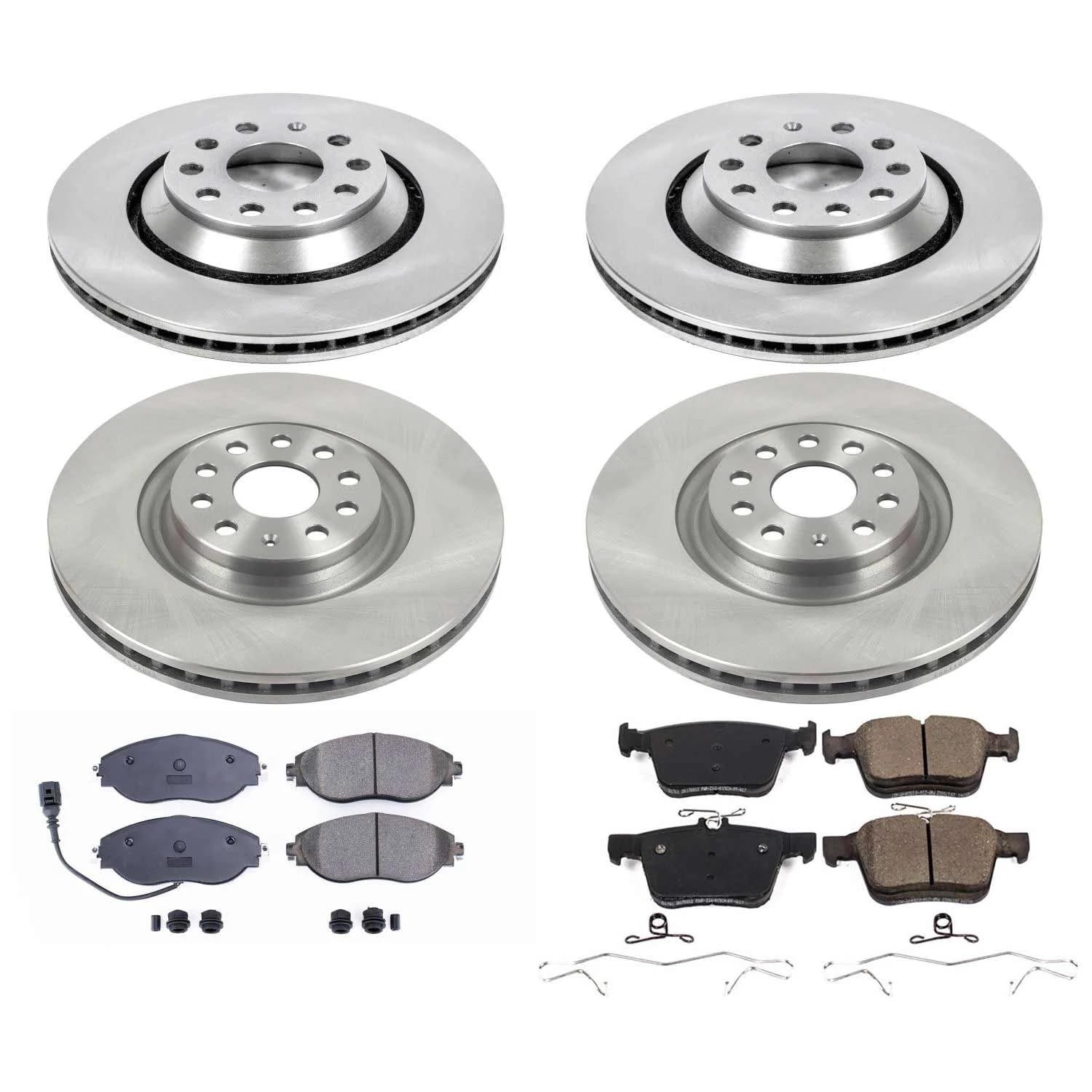Power Stop KOE7253 Front and Rear Replacement Brake Kit-OE Brake Rotors & Ceramic Brake Pads For Audi A3 Quat, Audi Q3, Audi S3, VW Arteon, VW Golf R [Model Specific]