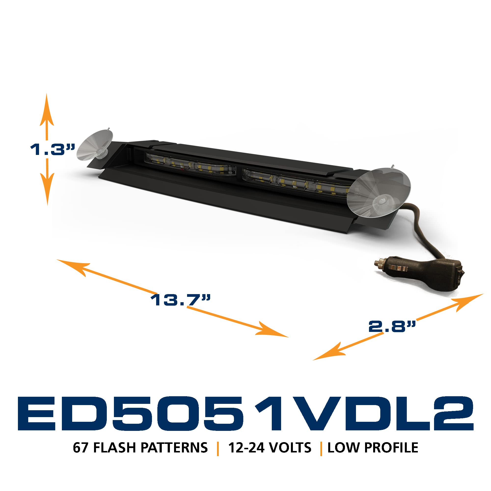 ECCO High-Intensity Directional Dual-Color Amber White LEDs 12V 24V with 67 Flash Patterns Construction Caution Lights for Truck Off Road car Commercial Vehicles, 5 Year Warranty