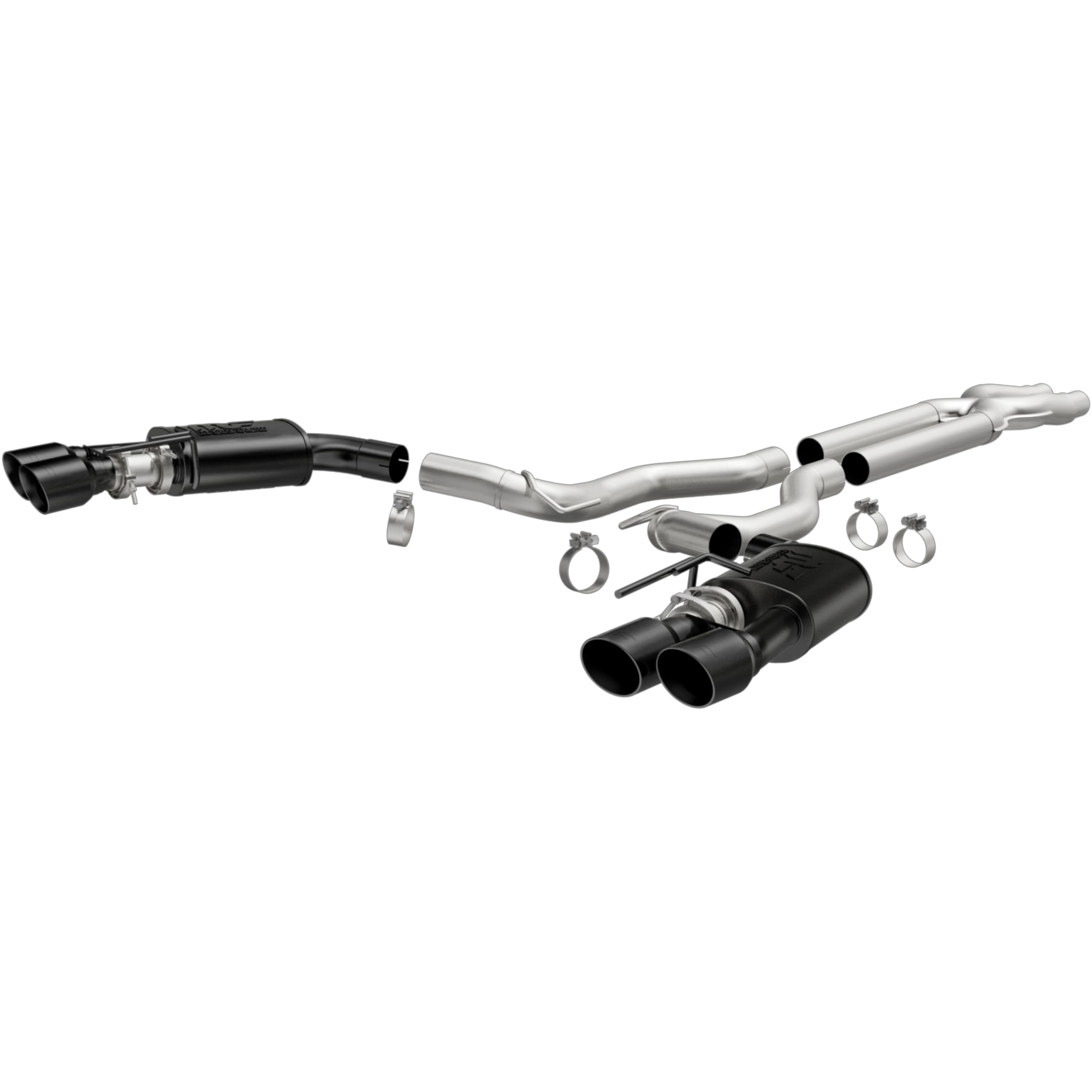 Performance Exhaust System MagnaFlow 19369: Cat-Back, Competition Series, For 2018-2023 Ford Mustang, Quad Split Rear Exit Style