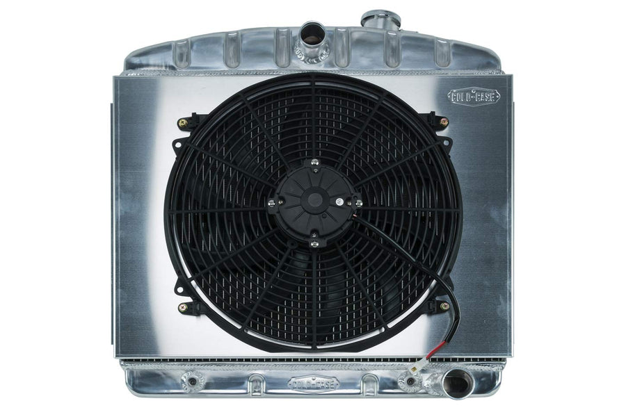 55-56 Tri-5 Chevy Radiator and 16in Fan Kit COLD - CASE 6 Cyl, Silver (CHT563AK)