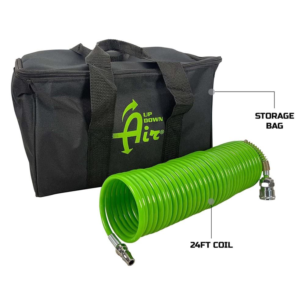 EGOI Portable Air Twin Compressor System Up Down Air 5.6 CFM With Storage Bag, Hose & Attachments - Single Motor