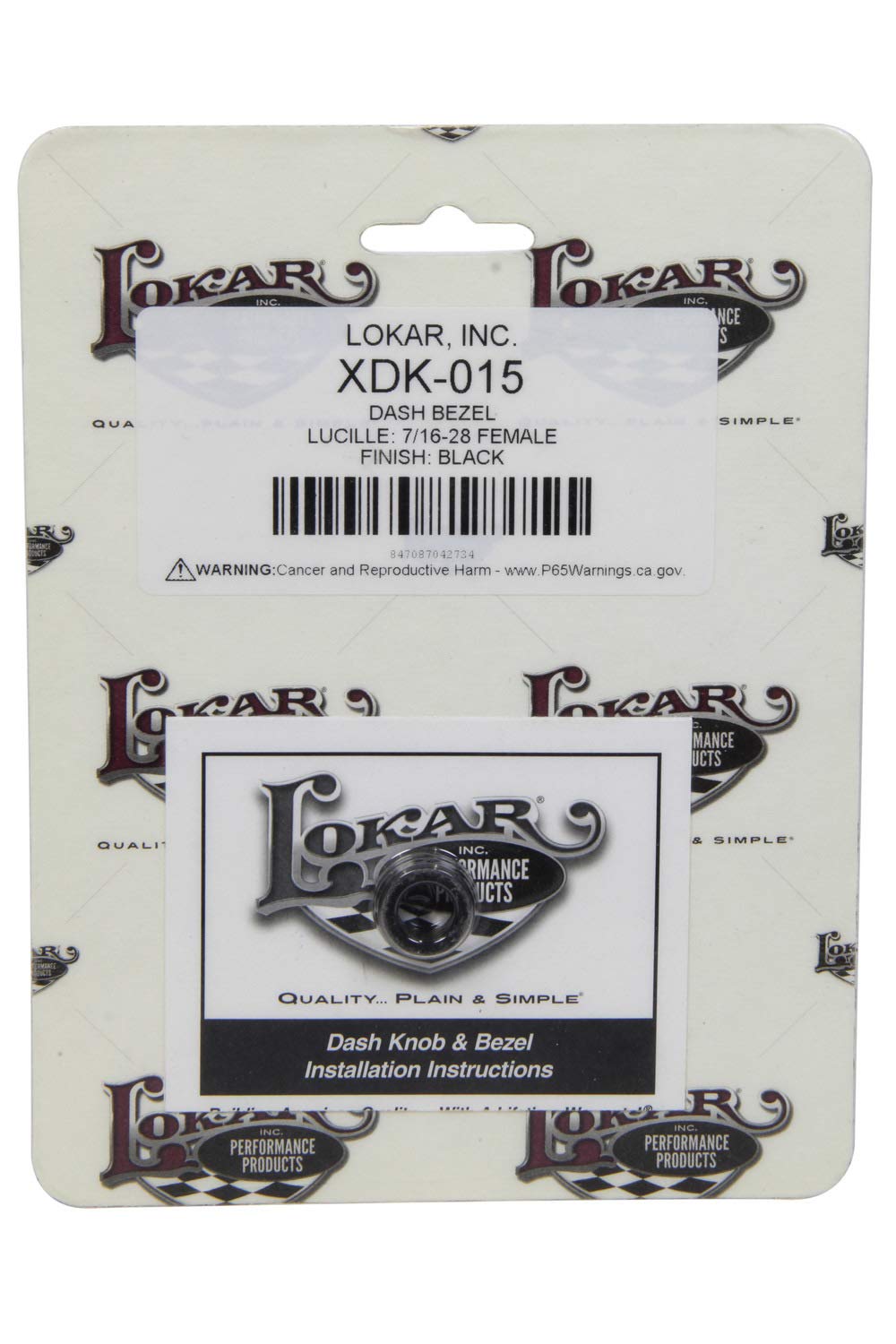 XDK-015 Lokar Performance Products Dash Bezel - Lucille - 7/16-28 Female - Black
