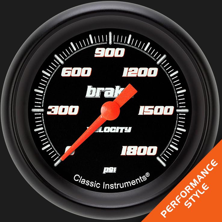 Velocy Black Classic Instruments 2 5/8" Brake Pressure Gauge Full Sweep VS367BBPF
