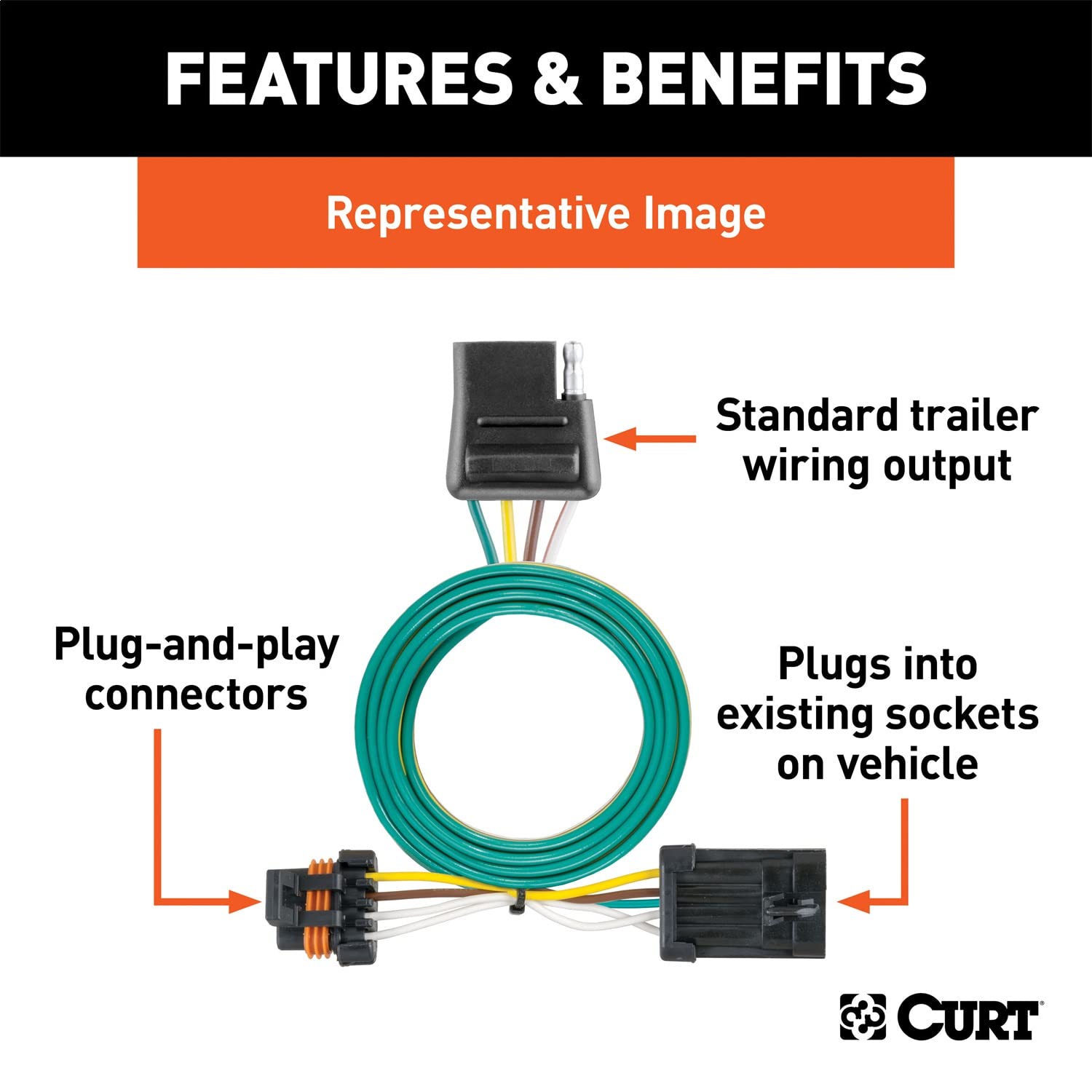 CURT 4-Pin Vehicle-Side Custom Trailer Wiring Harness, Fits Select Chevrolet, GMC C/K, Blazer, Suburban