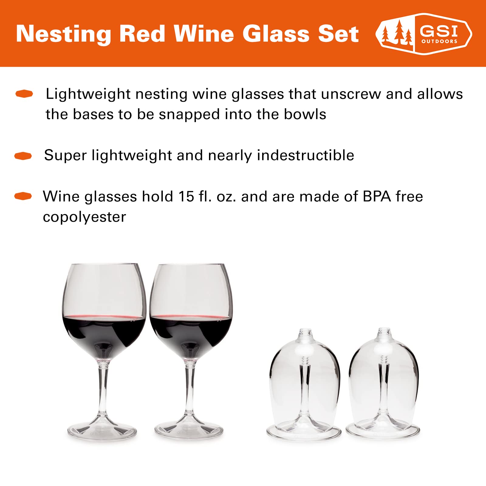 Stainless Steel GSI Outdoors Glacier Nesting Wine Glass 10.8 fl. oz.