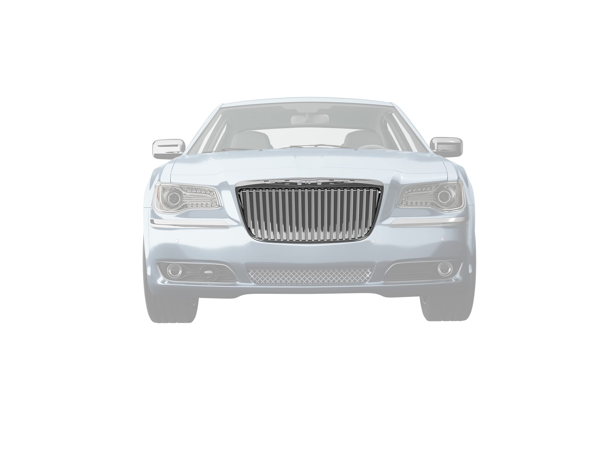 Vertical Front Hood Grille Armordillo USA 7147553 - Polished Fits 2011-2014 Chrysler 300/300C