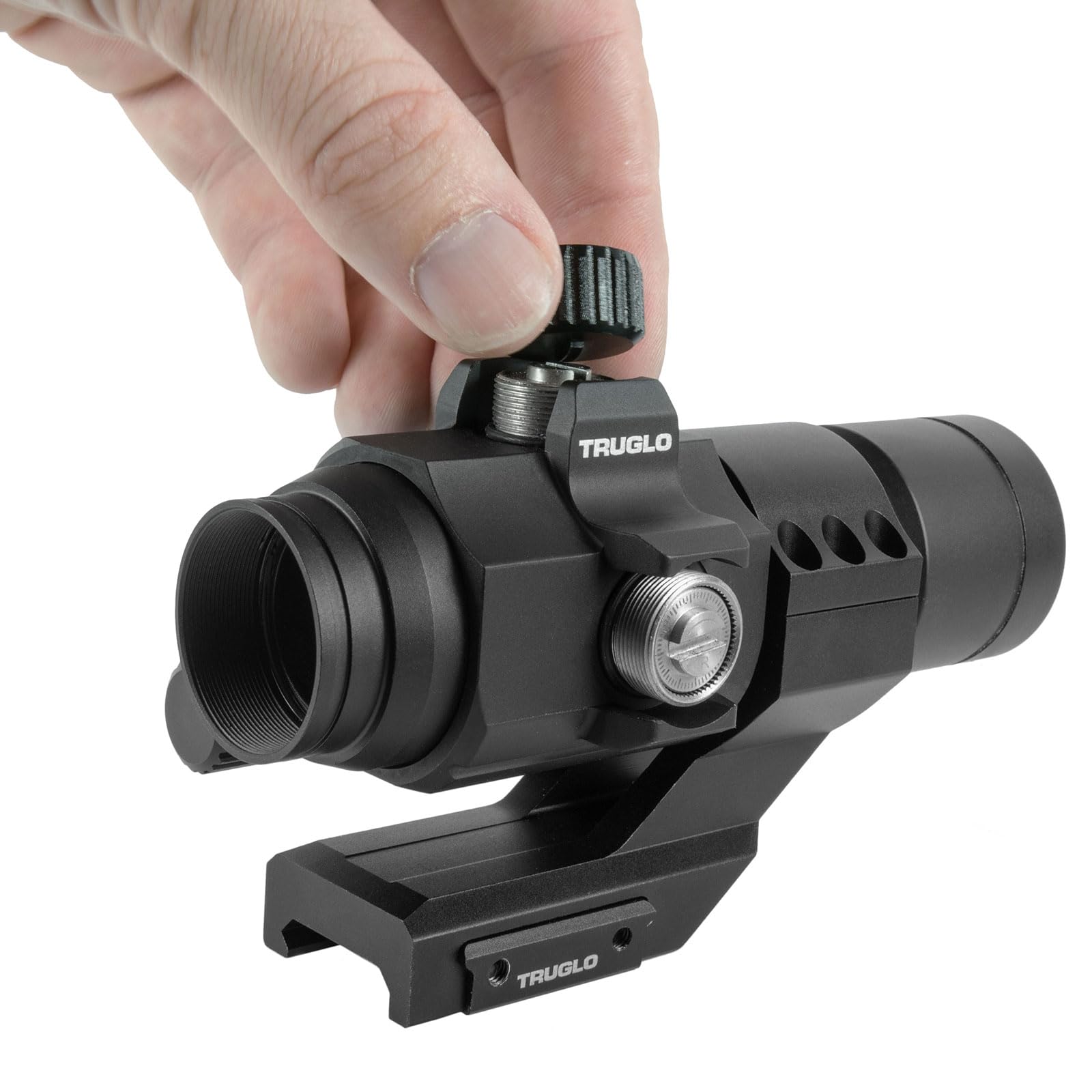30mm TRUGLO Ignite 2-MOA Hunting Durable Lightweight Waterproof Fogproof Shock Resistant Adjustable Aluminum Dot Sight | Rubber Lens Cover, Battery & Cantileverrail Mount Included | Green Dot