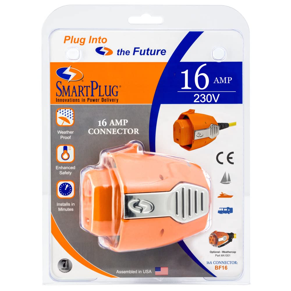 SmartPlug Non-Metallic BM16PB Shore Power Inlet – 16A/230V Locking Connector with Weatherproof Seal for RV, Boat & Camper Accessories; Perfect for Marine Amp & SmartPlug RV Systems