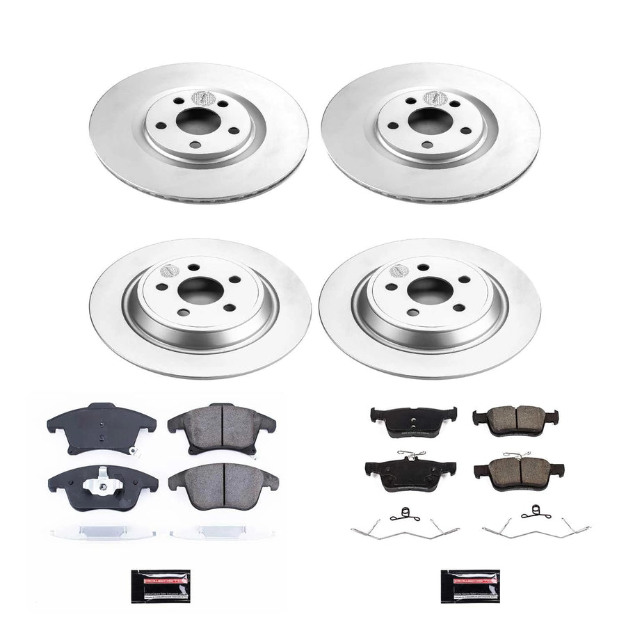 Power Stop Z17 Coated Rotor Kit CRK8541 Front and Rear Brake Rotors, Ceramic Brake Pads